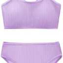 Adarl Girl's 2 Piece Swimsuit Solid Spaghetti Strap Bikini Sets Beach Bathing Suit Swimwear for Teen Kids, 15-16 Y