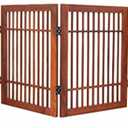 Urnporium Freestanding Wooden Dog Gate Foldable Indoor Pet Gate No Drill Expandable Barrier for Doorways Stairs Hallways Portable Wood Fence for Small Dogs & Puppies (Brown Pet Gate, 4 Panel 24" Tall)