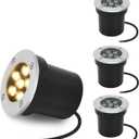 In-ground Lights Landscape Light 4 Pack 6w 12v Low Voltage LED Well Light Waterproof IP67 Pathway Lights Outdoor spotlights Trees Flags for Garden,Yard,Tree (Warm White)