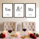 Houmury Set of 3 Framed Wall Decor Farmhouse Wall Art You & Me Always and Forever Vintage Bedroom Wall Decors 12x16 (White)