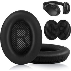 Replacement Ear Pads for Bose Quiet Comfort 35 Ear Cushion Kit Compatible with Bose QC 35/35 II Headphones Made of Protein Leather Memory Foam (Black)
