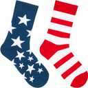 American USA Flag Socks for Women Men, 4th of July 250th Anniversary Patriotic Red White and Blue Stars & Stripes Crew Socks for Adults