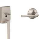 Schlage F60 V CEN 619 LAT Century Front Entry Handleset with Latitude Lever, Deadbolt Keyed 1 Side, Satin Nickel (Standard Interior Trim)
