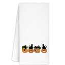 CIOJUNE Halloween Pumpkin Black Cat Kitchen Towels, Black Cat Halloween Decor Dish Tea Towels for Kitchen, Spooky Pumpkin Decorative Hand Towel for Bathroom, 16x24 Inch