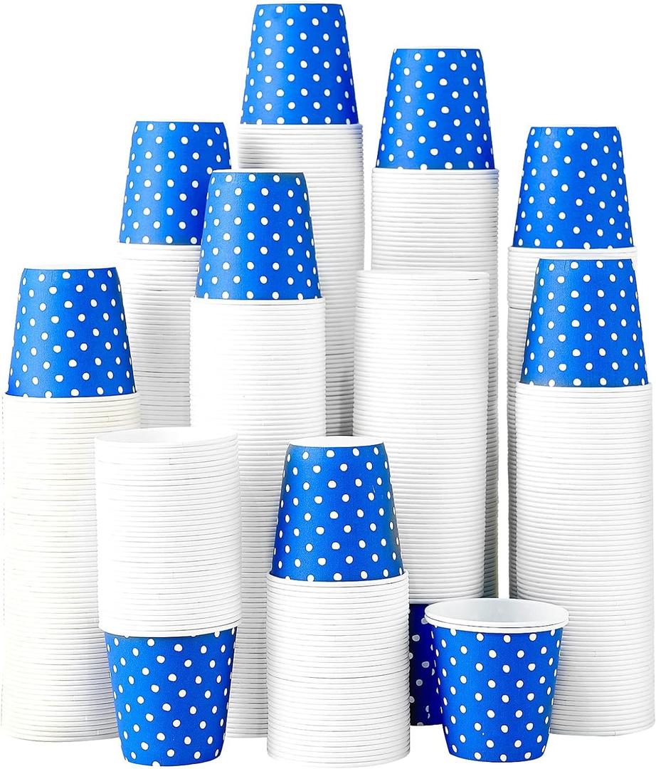 [300 Pack] 3 oz Paper Cups, Blue Mouthwash Cups, Disposable Bathroom Cups, Cold Beverage Drinking Cup for Water Coolers, Party, Home and Office