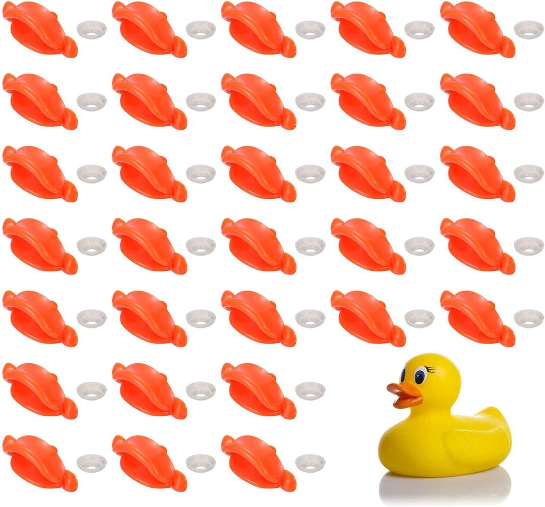 MECCANIXITY 30Pcs Plastic Duck Beak, 0.27 in Doll Safety Duck Mouth Beak Replacement Decor with Washers for DIY Craft Crochet Duckbills Doll Making
