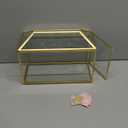 NCYP 12.6" x 5.9" x 9" Wedding Cards Box with Slot and Lock, Glass Card Holder for Party Reception, Centerpiece, Home Decorative, Gold (Glass Box Only) Slot Length 7.3 Inches