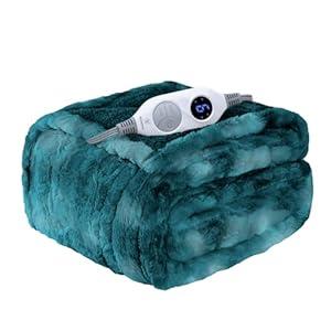 Westinghouse Electric Throw Blanket, Faux Fur Heated Blanket with 6 Heating Levels & 2-10 Hours Auto Off, Soft Cozy Sherpa Heated Blanket Washable Blanket (50" x 60" Throw Size, Green)
