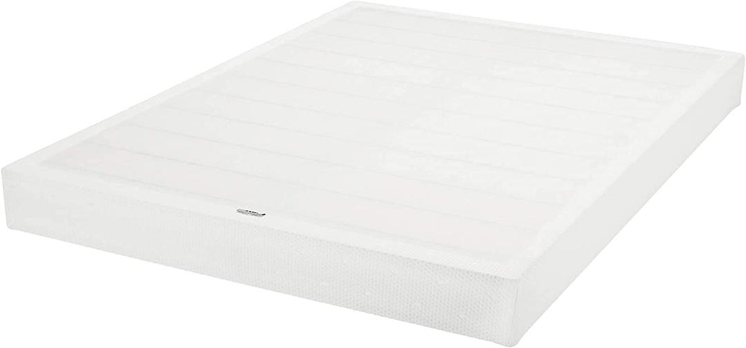 Amazon Basics Smart Box Spring Bed Base, 7-Inch Height Mattress Foundation, Tool-Free Easy Assembly, Queen, 79"L x 59.5"W x 7"H, White