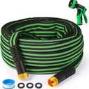 Lightweight non-expandable ultra-flexible garden hose kink-free, burst-proof, easy to store, suitable for outdoor use on courtyard lawns (black green) (50 FT)