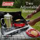 Coleman Triton+ 2-Burner Propane Camping Stove with InstaStart Ignition, Portable Camping Cooktop with 2 Adjustable Burners & Wind Guards, 22,000 BTUs of Power for Camping, Tailgating, Grilling