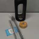 Glass Water Bottles 64 oz - Half Gallon Large Motivational Daily Water Intake Bottle Time Marker - Glass Water Bottle With Straw, Silicone Sleeve 2 Lids, Handle Spout & Bamboo Lid(Black)