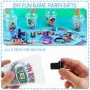 LiYiQ 292 Pcs Video Game Party Favors With Reusable Drinking Straws Cups Slap Bracelets Keychains Gift Tags Stamps Stickers and Twist Ties for Gamer Birthday Party Supplies (Blue and Black Game)