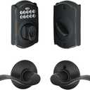 Schlage FBE365 V CAM 716 Acc Camelot Aged Bronze Electronic Door Lock Deadbolt with Accent Door Lever Combo