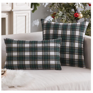 MIULEE Fall Set of 2 Scottish Tartan Plaid Throw Pillow Covers Farmhouse Classic Decorative Outdoor Square Cushion Cases for Halloween Thanksgiving Decor Sofa Couch 16x16 Inch, Black and White