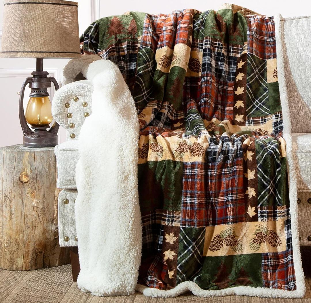 CARSTENS, INC. Ultra Premium Super Soft Plush Sherpa Fleece Oversized Throw Blanket 54" x 68", Tree Plaid (Large) CARSTENS, INC. Ultra Premium Super Soft Plush Sherpa Fleece Oversized Throw Blanket 54" x 68", Tree Plaid (Large)