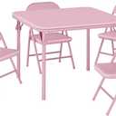 GAOMON 5 Piece Set Folding Table and Chairs Set, Boys and Girls Activity Table and Chairs Set for Dining Room,Daycare,Classrooms, 5pcs/set