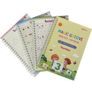 Magic Handwriting Practice Copybook for Kids,Reusable Grooved Writing Pratice Book Workbooks for Preschool Age 3-8 Lettes Numbers Drawing Tracing Books (4 Books with Pens)