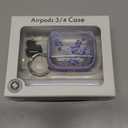 Inesore with Safety Lock for AirPods 4 Case,Clear Floral Cute AirPod 4th Generation Case for Women Girly with Cleaner Kit and Keychain- Purple Bell Flower