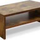 TEAMIX 2 Tier Wooden Monitor Riser Stand, Desktop Stand with storage for Laptop/PC/Printer/Keyboard, TV Stand Shelf Home Office Desk Accessories (Brown)