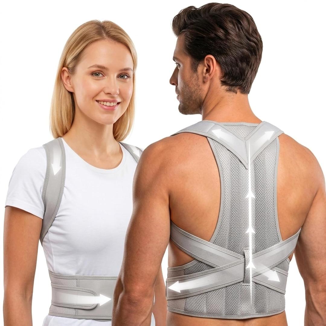 Adjustable Posture Corrector Back Brace for Men & Women – Upper Back & Shoulder Support Breathable Design with Removable Under-Arm Sweat Pads, Discreet Fit., X-Large