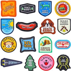 Lyrow 16 Pcs Funny Dog Harness Patches Dog Vest Patches 2.4 Inch Puppy Merit Badges for Removable Collar Hook Set in Service Training Security Tactical Novelty Accessories Gifts