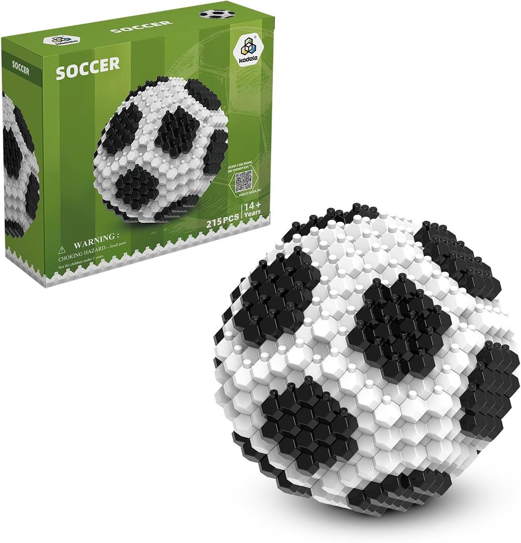 KADELE Fun Soccer Building Set 215 Pieces, Extremely Challenging STEM Building Blocks Decor for Adults Kids, Micro 3D Educational Toys for Boys Girls Ages 14 and Above