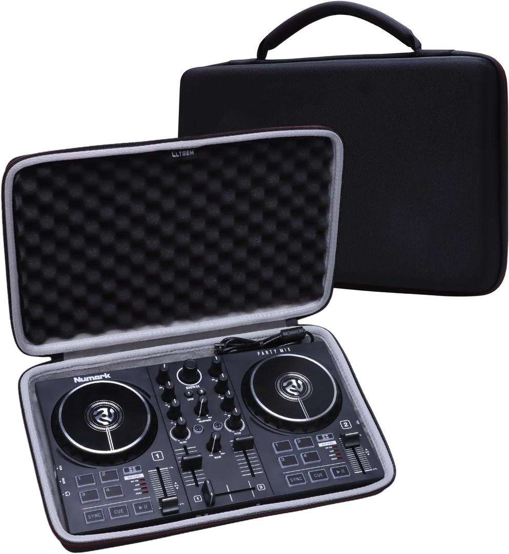 LTGEM DJ Mixer Case for Numark Party Mix II or Hercules DJControl Mix Ultra DJ Controller, Internal Dimensions: 13.5 * 8.3 * 1.2 (Case only) (Outer Black+Inner White)