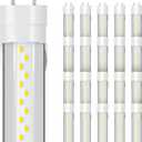 20-Pack T8 Led Bulbs 4 Foot, 24W 3600LM 6500K Daylight 4' T8 Led Light Bulbs, Ballast Bypass, G13 Base Type B Dual-End Powered 4ft Led Tube Light, Led Replacement for Fluorescent Tubes