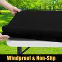 Smiry Rectangle Picnic Table Cloth, Waterproof Elastic Fitted Tablecloths for 4 Foot Tables, Washable Polyester Table Cover for Camping, Indoor and Outdoor (Black, 36"x48")