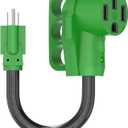 RVGUARD 50 Amp to 110 Volt RV Adapter Cord 12 Inch, NEMA 5-15P to NEMA 14-50R Electrical Power Adapter with LED Power Indicator, Green, ETL Listed