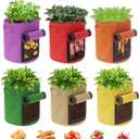 6 Pack 10 Gallon Potato Grow Bags with Flap, Potato Growing Bags Garden Planting Bag with Handle, Nonwoven Fabric Vegetables Grow for Potato Tomato Carrot Onion (10 Gallon)