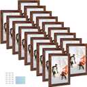 PHAREGE 5x7 Wood Grain Picture Frame Bulk, Set of 18, Coffee Brown Wood Color Rustic Picture Frame for 5x7 Family, Wedding, or Team Photos, Tabletop or Wall (5x7 inch)
