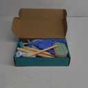 WHOHOLL Wooden Toddler Cleaning Set, Blue Toys Montessori Toys for 3+ Years Old Boy, Housekeeping Play Set Includes Broom Mop Duster Dustpan Sponge and Organizing Stand, STEM Skill Developmental Gift