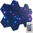 ZenSonic 12 Pack Self-adhesive Sound Proof Foam Panels for Walls 12" X 10" X 0.4" - Hexagon Acoustic Panels with Fiber Optic Starlight, Stylish Soundproof Wall Panels Absorb Noise and Wall Decor Blue