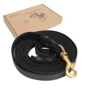 Guiding Star Leather Dog Leash 6ft, Dog Leashes for Large Dogs Heavy Duty, Soft Braided Handmade Leather Training Leash for Large & Medium Dogs (6ftx3/4inch, Black)