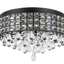 Kira Home Gemma 15" Modern Chic 4-Light Flush Mount Crystal Chandelier + Round Metal Shade, Dimmable, Brushed Black