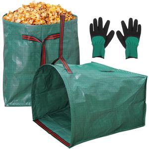 2 PACK Leaf Bag,Lawn Bags,Reuseable Yard Waste Bag, Heavy Duty Lawn and Leaf Bag With Gardening Gloves,40 Gallons Yard Bags for Leaves Lawn Grass Clippings Camping
