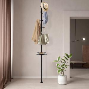 Coat Rack, Telescopic Free-Standing Clothes rack for Hanging Clothes, 70" - 125" Adjustable Floor to Ceiling Heavy Duty Garment clothing Rack, for Clothes Coats Easy to Assemble Black