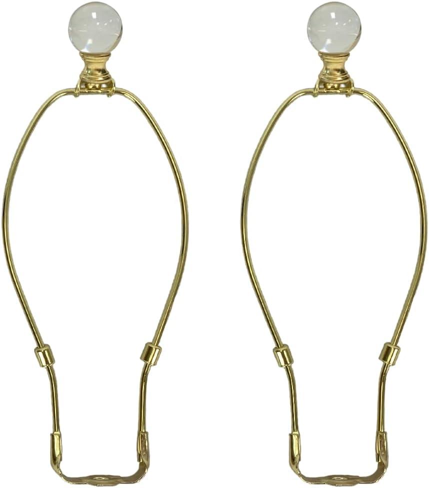 Royal Designs, Inc. HF-4001-10PB-2 Heavy Duty Lamp Harp and Crystal Finial Kit 10 inch, Polished Brass, 2-Pack