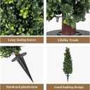 2 Pack Artificial Boxwood Topiary Trees with Ground Spike, 2 FT Faux Boxwood Topiaries Cone Bushes Trees UV Resistant Artificial Shrubs for Indoor Outdoor Front Porch Garden, Boxwood-4