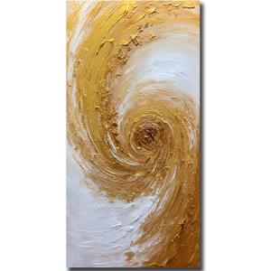 V-inspire Art,Abstract Hand drawn Oil Painting on Canvas, 24x48 Inches, Golden Tones, Acrylic Framed Living room Bedroom Wall Art