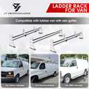 Ladder Rack for Van, Van Roof Rack Compatible with Chevy Express 1500 2500 3500 Ford Econoline GMC Savana Fullsize with Rain Gutter, Adjustable Length 57''-65'', 3 Bars, 800 Lbs, White