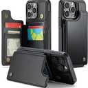 Compatible with iPhone 13 Pro Max 6.7" Wallet Case with Card Holder RFID Blocking for Women Men, Double Magnetic Clasp Kickstand Shockproof Phone Case Fit for iPhone 13 Pro Max, Black