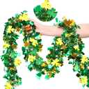 50FT St Patricks Day Decorations Green Gold Shamrock Hat Tinsel Garland Shamrock Decor Shiny Metallic Hanging Garlands Saint Patricks Day Decorations for Tree Mantel Home Indoor Irish Party Supplies