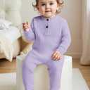 Drobee Baby Newborn Solid Romper Ribbed Long Sleeve Bodysuit Jumpsuit Infant Knitted Outfits Clothes 0-24 Months