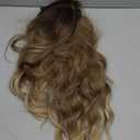 Wig Toppers for Women 20 Inch Long Wavy Curly Ombre Blonde with Dark Roots Clip In Hair Topper Add Hair Volume Synthetic Wiglets Hair Pieces For Women