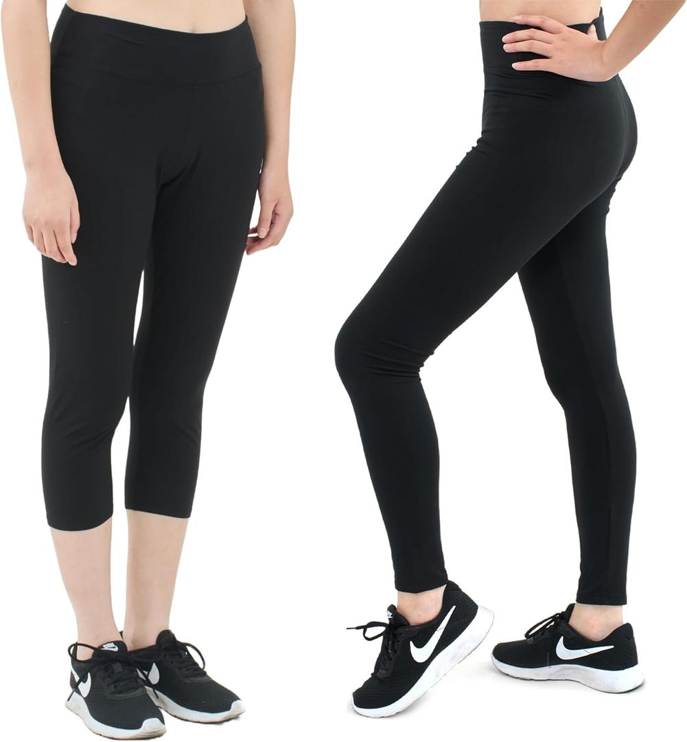 SATINA High Waisted Leggings for Women - Comfortable and Stretchy in Versatile Sizes and Colors - Workout Yoga Leggings Set (One Size Plus, Black & Black)