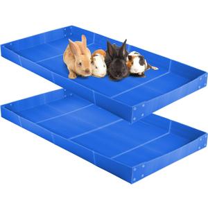 Wenqik 2 Pcs Guinea Pig Cage Liner Corrugated Plastic Cage Liner Base 2 x 4 Panel Size for Small Animals Hedgehogs Rabbits Tray, 55 x 27 Inch (Blue)
