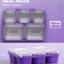 BiuLeon Snackle Box Containers, Stainless Steel 5 Compartments Divided Serving Tray with Lid, Removable LeakProof Portable Bento Box for Fruit Candy Nuts Food - School, Picnic and TravelPurple